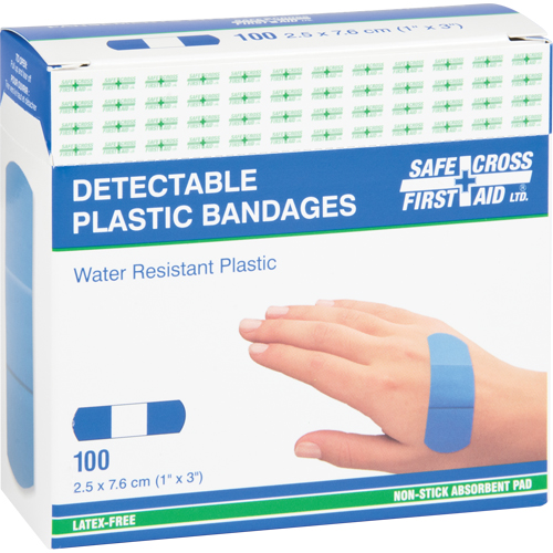 Bandages, Rectangular/Square, 3", Plastic Metal Detectable, Sterile Cam Industrial