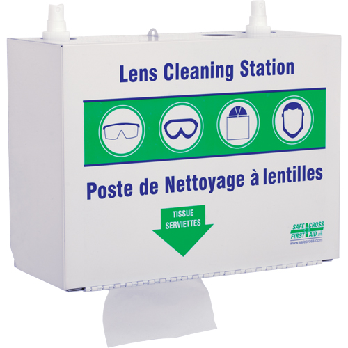 Postes en M&eacute;tal Pour Le Nettoyage De Verres - Deux Boutielle De Solution 500ml Et 1 Boîte De Serviettes, M&eacute;tal, 10,5" lo x 5,5" p x 6,3" h Cam Industrial