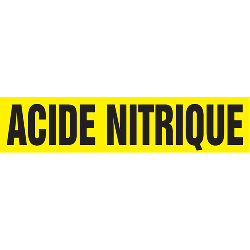 Marqueur de tuyau "Acid Nitrique", Autocollant, 4" h x 24" la, Noir sur jaune Cam Industrial