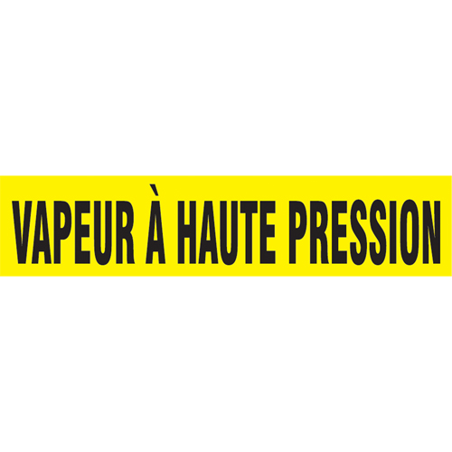 Marqueurs de tuyau "Vapeur &agrave; Haute Pression" Snap Tite, &agrave; pression, 6" h x 8" la, Noir sur jaune Cam Industrial