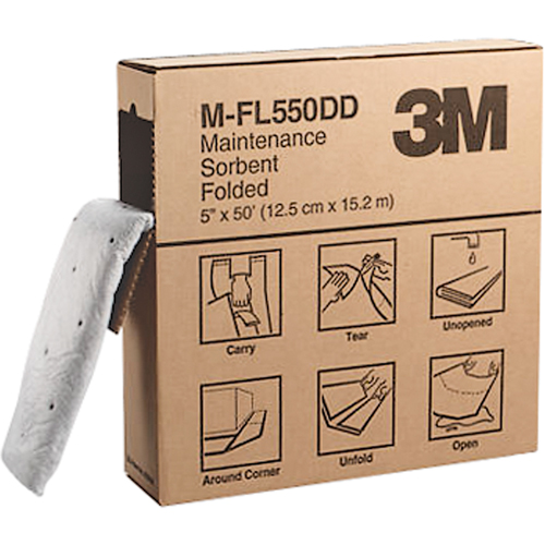 Folded Sorbents, 50' L x 5" W, 10.5 gal. Absorbancy Cam Industrial