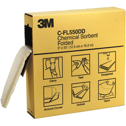 Folded Sorbents, Hazmat, 600" x 5", 10.5 gal. Absorbancy Cam Industrial
