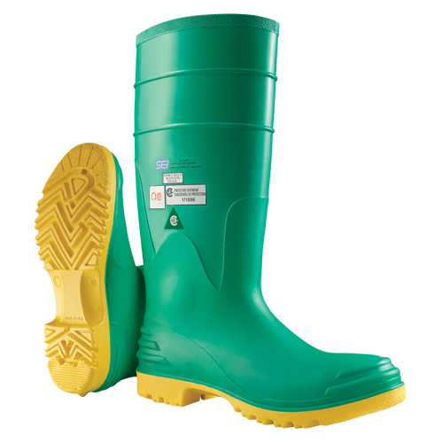 Bottes aux genoux Hazmax 16", PVC, Embout Acier, Pointure 6, Semelle R&eacute;sistant aux perforations Cam Industrial
