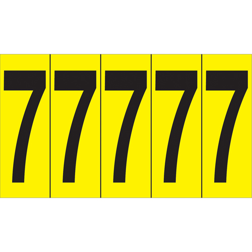 Individual Adhesive Number Markers, 7, 3-7/8" H, Black on Yellow Cam Industrial
