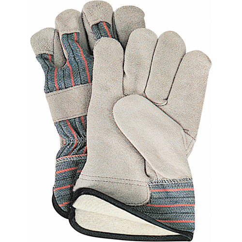 Gants d'ajusteur doubl&eacute;s pour l'hiver, Grand, Paume en Cuir de vache refendu, Doublure en Molleton de coton Cam Industrial