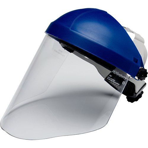 Ratchet Headgear with Faceshield, Polycarbonate, Ratchet Suspension Cam Industrial