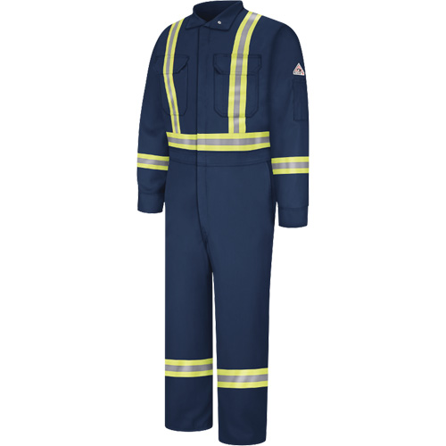 Flame-Resistant Coveralls with Reflective Trim, Size 38, Navy Blue, 12.2 cal/cm² Cam Industrial