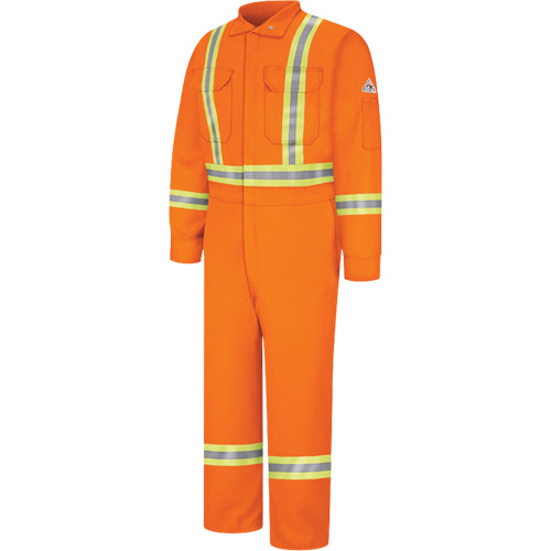 Flame-Resistant Coveralls with Reflective Trim, Size 38, Orange, 12.2 cal/cm² Cam Industrial