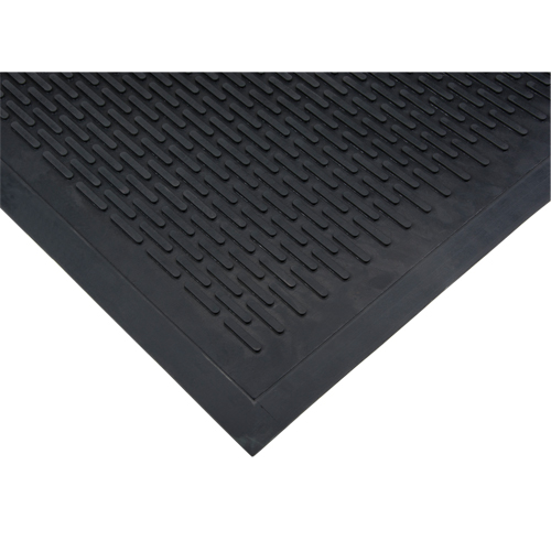 Tapis &agrave; profil bas, Caoutchouc, Grattoir Type, Motif Plein, 3' x 5', Noir Cam Industrial