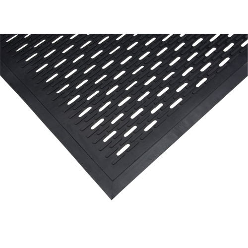 Tapis &agrave; profil bas, Caoutchouc, Grattoir Type, Motif &agrave; fentes, 3' x 5', Noir Cam Industrial