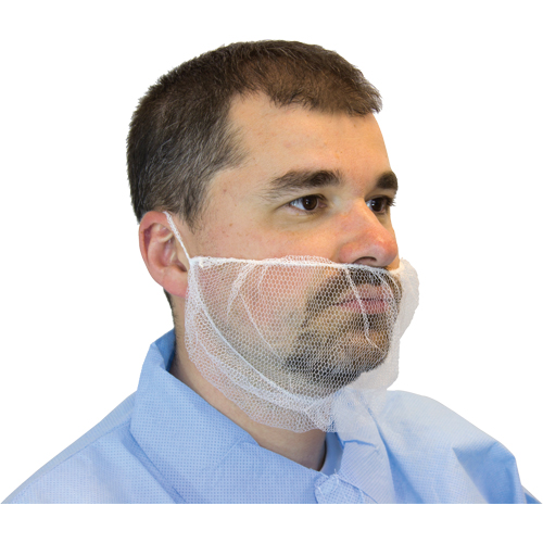 Mesh Beard Nets, Polyester, White Cam Industrial