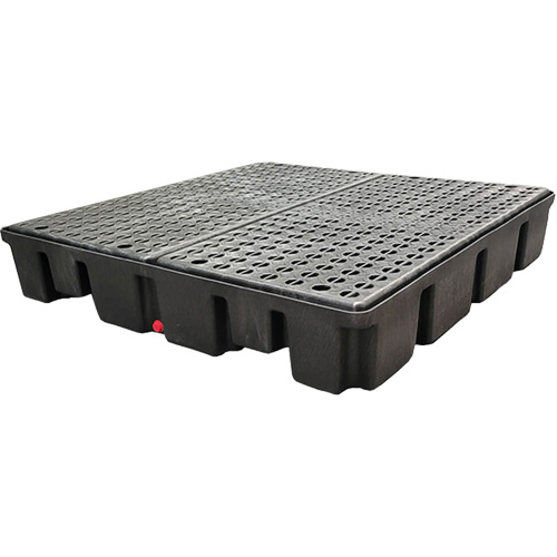 Nestable Spill Pallet With Drain, 66 US gal. Spill Capacity, 49" x 49" x 10.5" Cam Industrial