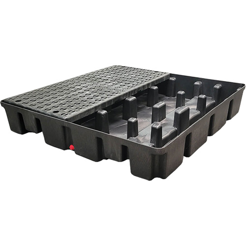 Nestable Spill Pallet With Drain, 66 US gal. Spill Capacity, 49" x 49" x 10.5" Cam Industrial