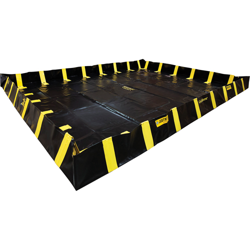 QuickBerm&reg; Containment Berm with Inside Wall Supports, 2990 US gal. Capacity, 20' W x 20' L x 12" H, Snap-Up Bracket Cam Industrial