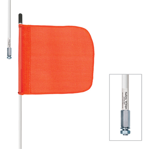 Safety Whip&reg; Heavy-Duty Whips, Threaded Mount, 6' High, Orange Cam Industrial