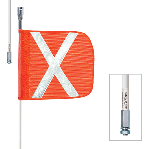 Tiges de s&eacute;curit&eacute; robustes Safety Whip, Fixation Filet&eacute;, Hauteur 5', Orange Cam Industrial