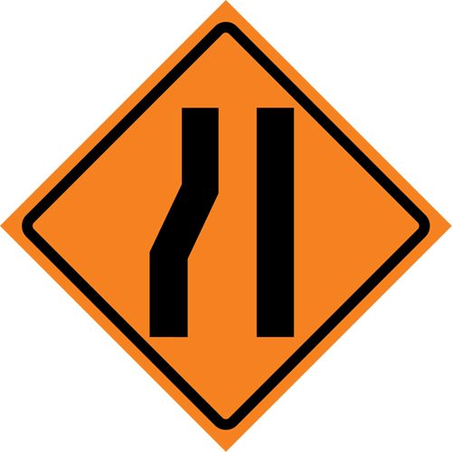 Merge Right Roll-Up Traffic Sign, 36" x 36", Vinyl, Pictogram Cam Industrial