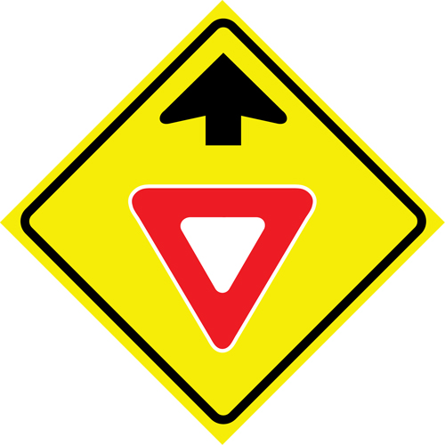 "Yield Ahead" Roll-Up Traffic Sign, 36" x 36", Vinyl, Pictogram Cam Industrial