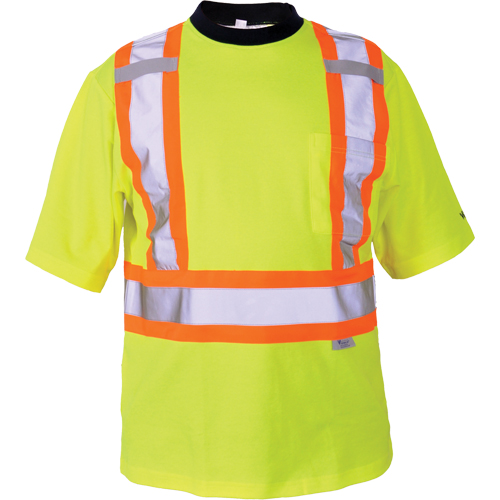T-shirt de s&eacute;curit&eacute;, Polyester, Moyen, Jaune lime haute visibilit&eacute; Cam Industrial
