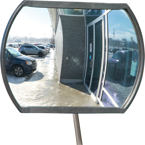 Roundtangular Convex Mirror with Telescopic Arm, 12" H x 18" W, Indoor/Outdoor Cam Industrial
