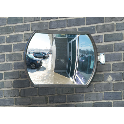 Roundtangular Convex Mirror with Telescopic Arm, 12" H x 18" W, Indoor/Outdoor Cam Industrial