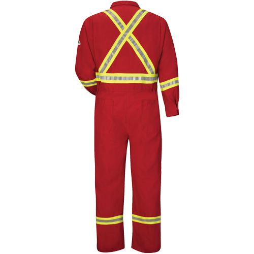 Flame-Resistant Deluxe Coveralls with Reflective Trim, Size 38, Red, 5.6 cal/cm² Cam Industrial