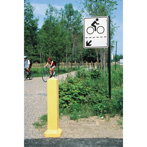 Bollards, Plastic, 33" H x 6" W, Yellow Cam Industrial