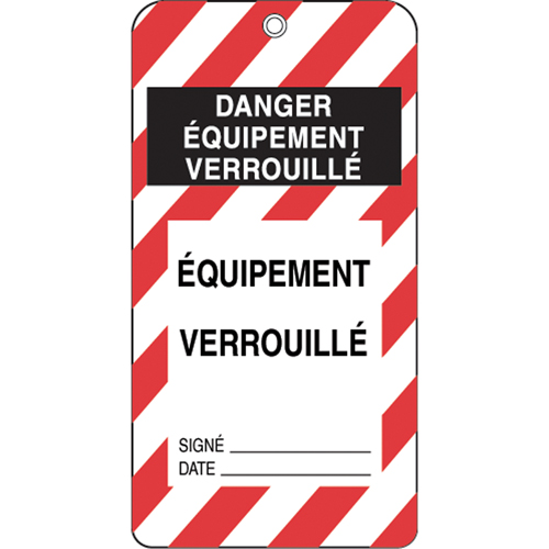 &eacute;tiquettes de verrouillage, Plastique, 3" la x 5-3/4" h, Français Cam Industrial