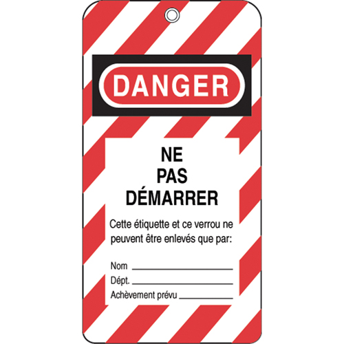 Lockout Tags, Plastic, 3" W x 5-3/4" H, French Cam Industrial