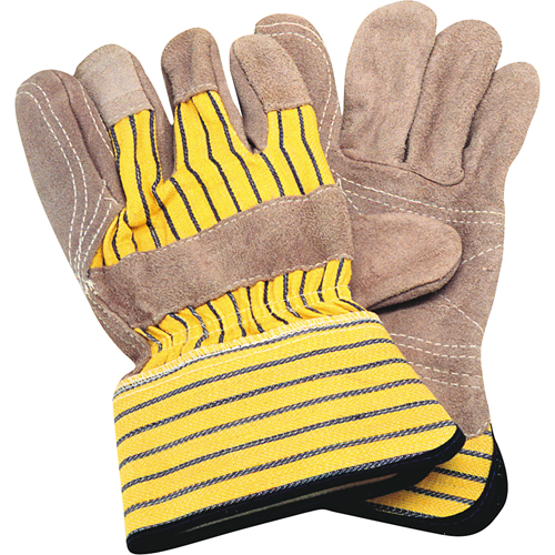 Double-Palm Fitters Gloves, Large, Split Cowhide Palm, Cotton Inner Lining Cam Industrial
