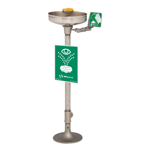 Poste de douche oculaire/faciale Axion, Installation Socle, Bol Acier inoxydable Cam Industrial
