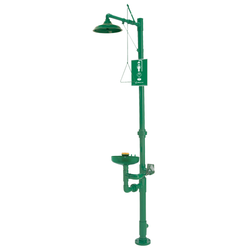 Combination Emergency Shower & Eye/Face Wash Station, Pedestal Cam Industrial