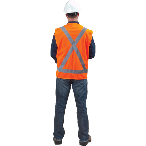 Veste de s&eacute;curit&eacute; pour la circulation, Orange haute visibilit&eacute;, Moyen, Polyester Cam Industrial