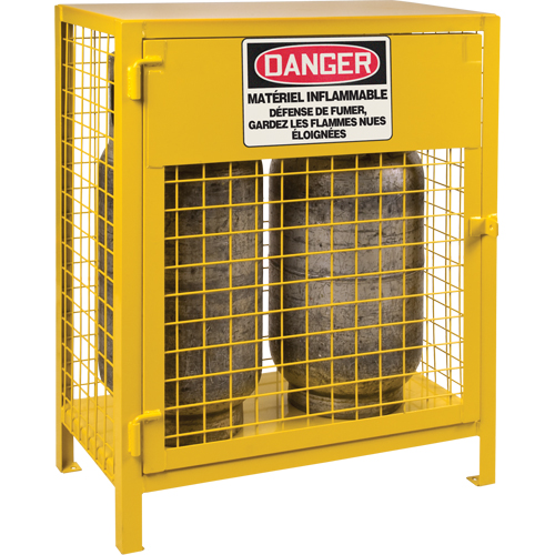 Gas Cylinder Cabinets, 2 Cylinder Capacity, 30" W x 17" D x 37" H, Yellow Cam Industrial
