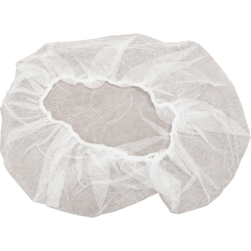 Non-Woven Bouffant Caps, Polypropylene, 24", White Cam Industrial