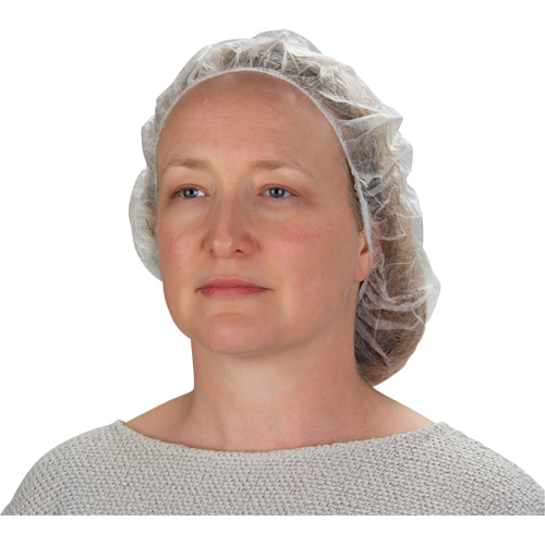 Bonnets bouffants non tiss&eacute;s, Polypropyl&egrave;ne, 21"/Grand, Blanc Cam Industrial