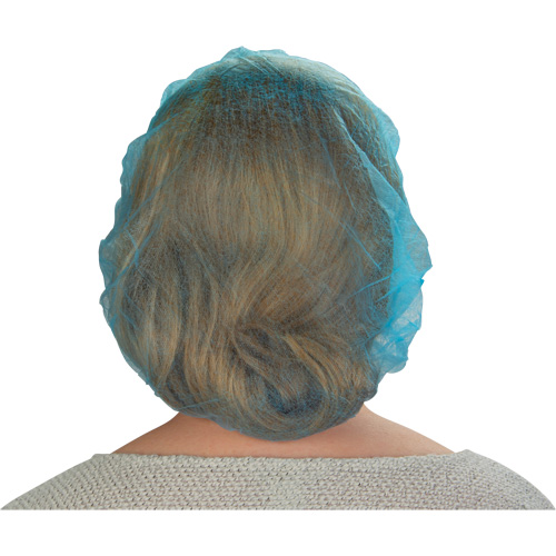 Non-Woven Bouffant Caps, Polypropylene, 21"/Large, Blue Cam Industrial