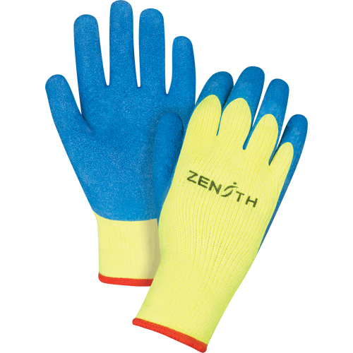 Gants haute visibilit&eacute; doubl&eacute;s d'acrylique & enduits de caoutchouc, 11/2T-Grand, R&ecirc;vetement Latex de caoutchouc, Calibre 7, Enveloppe en Tissu &eacute;ponge Cam Industrial