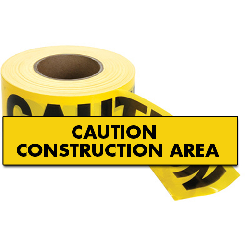 Rubans standards pour barricades, Anglais, 3" la x 1000' lo, 2 mils, Noir sur jaune Cam Industrial