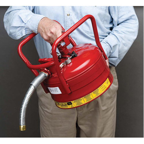 D.O.T. AccuFlow Safety Cans, Type II, Steel, 2.5 US gal., Red, FM Approved Cam Industrial
