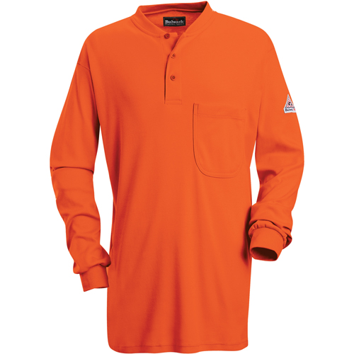 Chemises Henley sans &eacute;tiquette &agrave; manches longues r&eacute;sistantes aux flammes, Petit, Orange Cam Industrial