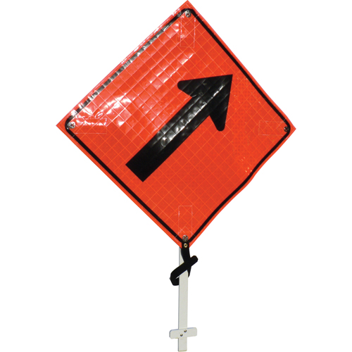 Enseigne sur poteau fl&egrave;che oblique vers la droite, 24" x 24", Vinyle, Pictogramme Cam Industrial
