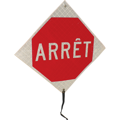 Panneau de circulation enroulable  Arr&ecirc;t , 24" x 24", Vinyle, Français Cam Industrial
