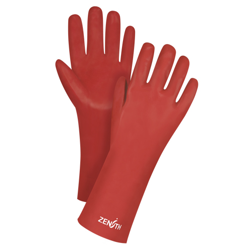 Gants rouges &agrave; fini doux r&eacute;sistants aux produits chimiques, Taille 9, 14" lo, PVC, Doublure en Interlock, 47-mil Cam Industrial