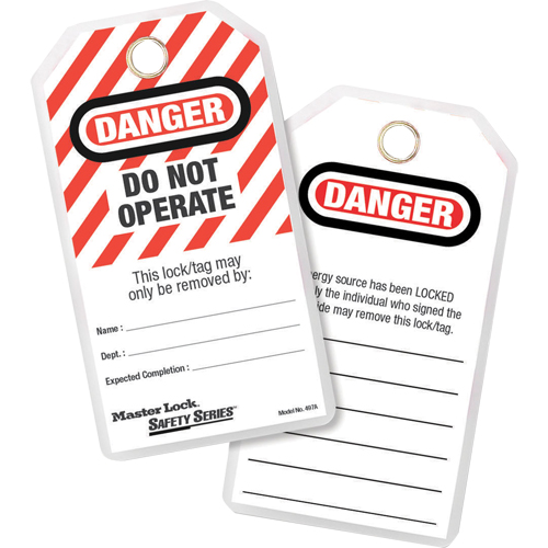 Lockout Tags, Plastic, 3-1/8" W x 6-1/2" H, English Cam Industrial
