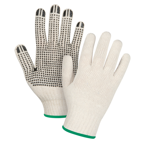 Lightweight Dotted String Knit Gloves, Poly/Cotton, Single Sided, 7 Gauge, Medium Cam Industrial