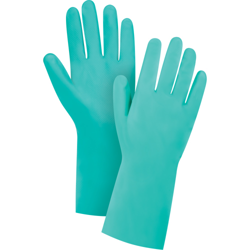 Gants de premi&egrave;re qualit&eacute; &agrave; prise en losange r&eacute;sistants aux produits chimiques, Taille T-Grand/10, 13" lo, Nitrile, Doublure en Ouat&eacute;e, 15 mils Cam Industrial