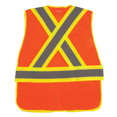 CSA Compliant High Visibility Surveyor Vest, High Visibility Orange, Medium, Polyester Cam Industrial