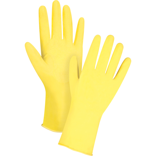 Gants jaune canari de premi&egrave;re qualit&eacute; r&eacute;sistants aux produits chimiques, Taille Petit/7, 12" lo, Latex de caoutchouc, Doublure en Ouat&eacute;e, 15 mils Cam Industrial