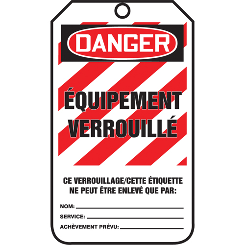 &eacute;tiquettes de verrouillage, Papier cartonn&eacute;, 3-3/8" la x 5-7/8" h, Français Cam Industrial
